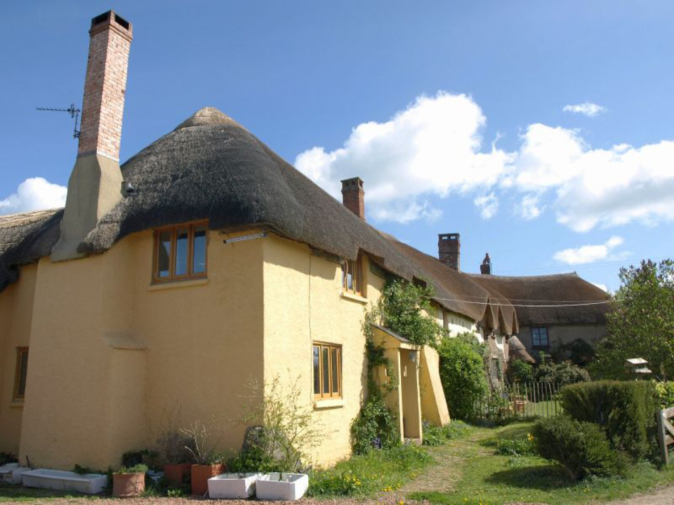 A traditional thatch and cob cottage
